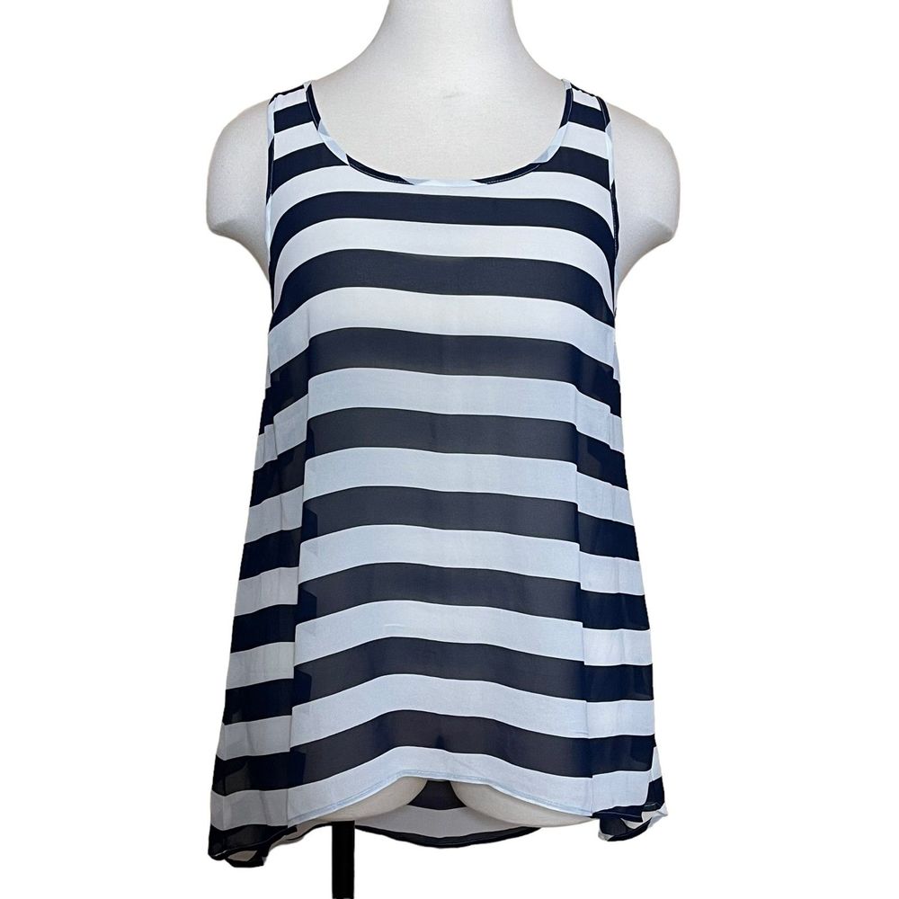 Torrid NWT Hi-Low Chiffon Mini Tank Dress Swim Cover-Up 2 2X Navy/White Striped